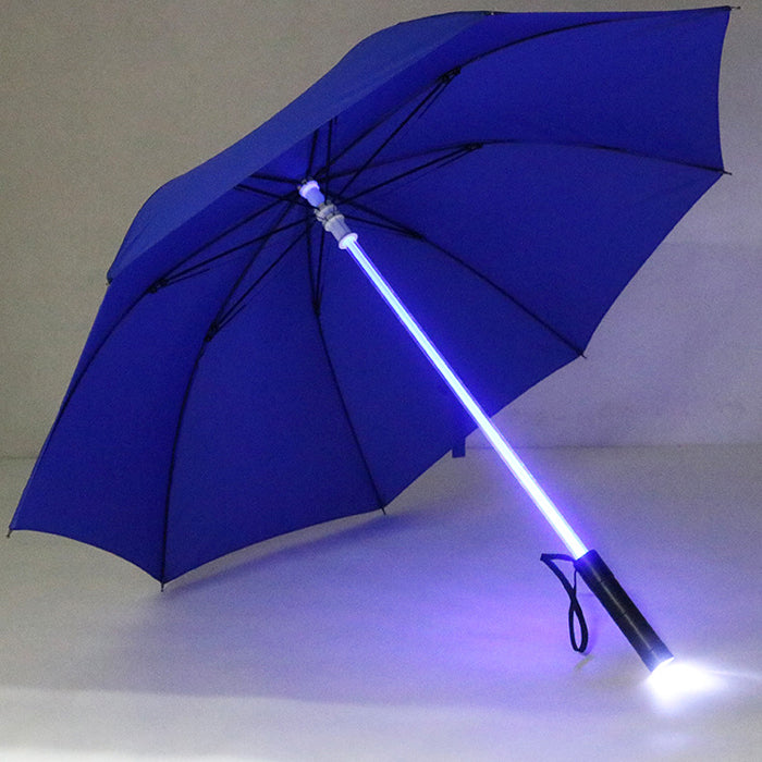 Waterproof Portable Night Walks Rainy Days Red Light Up Umbrella with Style LED Handle