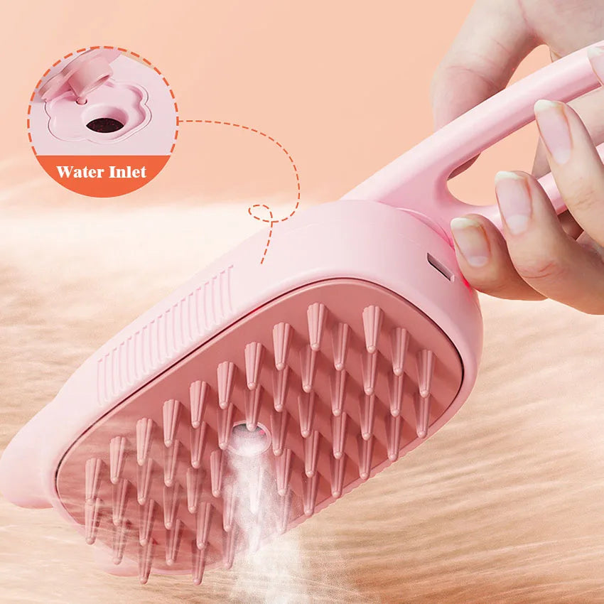 3-in-1 Rechargeable Cat Steam Brush 360 Rotatable Pet Dog Steamy Comb with Massage Spray