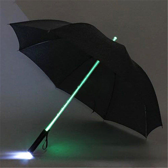 Waterproof Portable Night Walks Rainy Days Red Light Up Umbrella with Style LED Handle